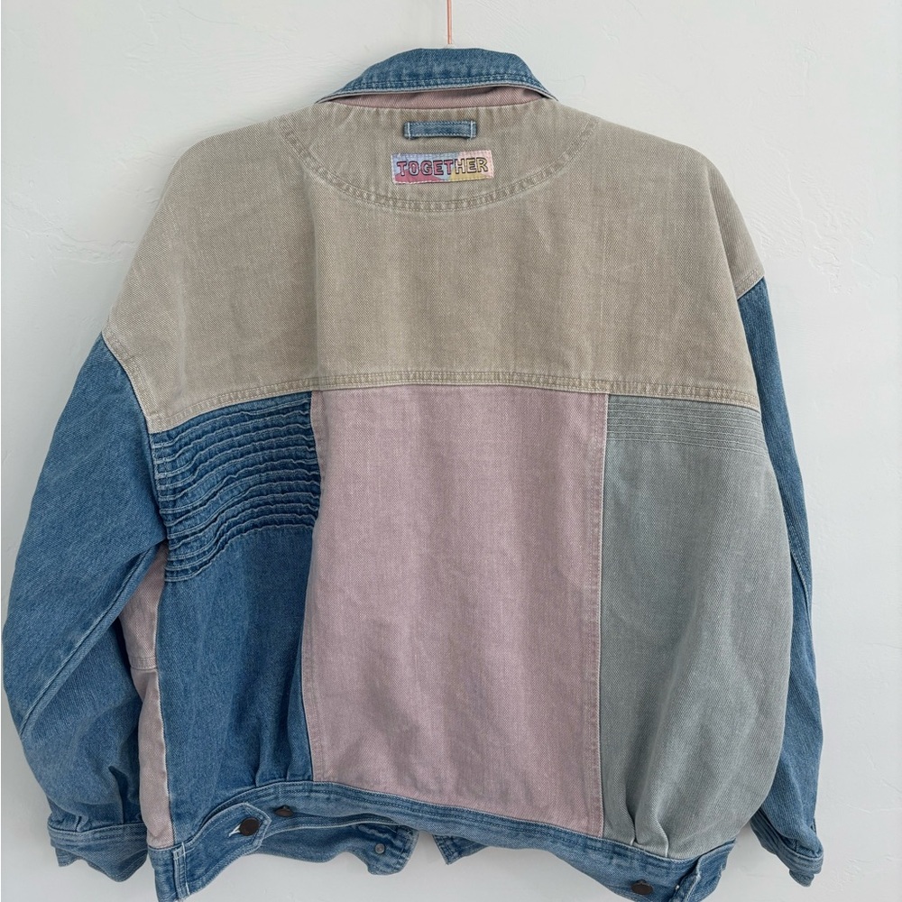 Vintage Together! Colorblock Denim Jacket Made in Hong Kong – Size L - Picture 4 of 4